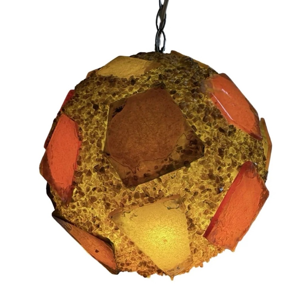 Vintage 1960's MCM Chunky Lucite Candy Swag Hanging Ball Lamp Mid Century Light - Picture 9 of 16